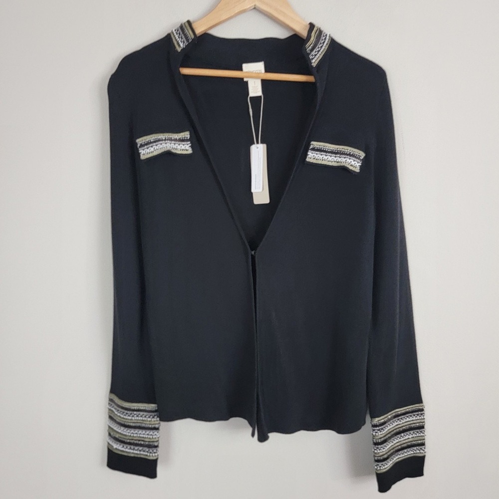 Chico's Embellished Detail Heidi‎ Cardigan Sweater Womens Size 1 Black